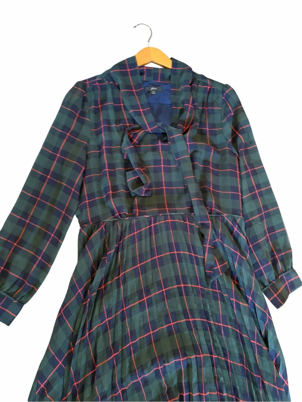 J. Crew Pleated A-line Dress in Black Watch Tartan 12 - Picture 8 of 10